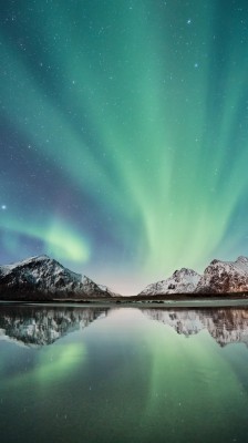 Wallpaper Northern Lights, Mountains, Snow, Reflection, - Fond D Écran ...