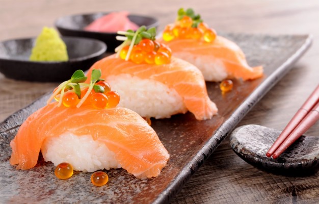 Photo Wallpaper Table, Sticks, Figure, Sushi, Wasabi, - Sushi Mit