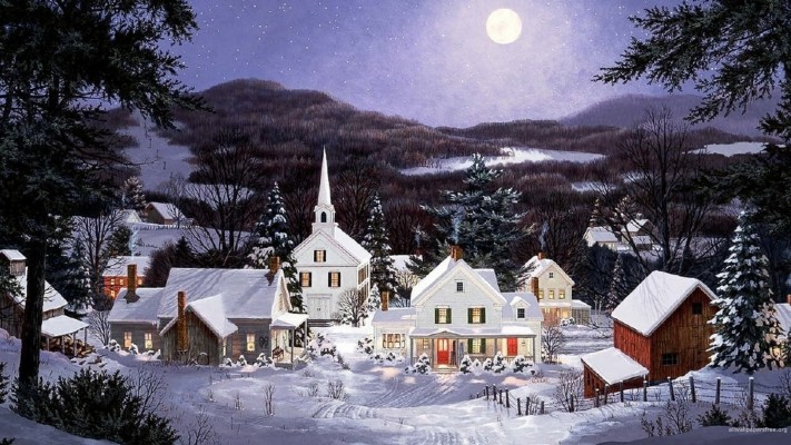 Snowy Christmas Night - 1920x1080 Wallpaper 
