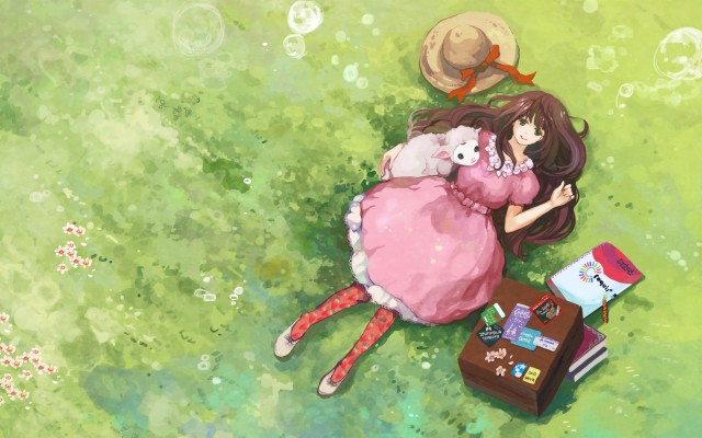 Anime Girl On Grass - 1920x1200 Wallpaper 