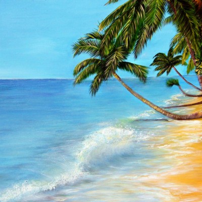 Paradise Strand Tropical Beach Painting Wallpaper Hd - Wallpaper ...