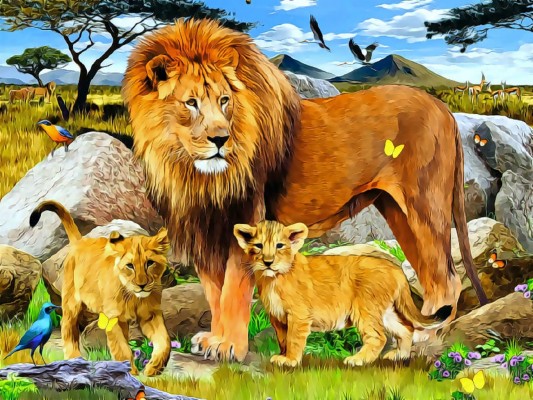 Lion Family With Jungle - 1600x1200 Wallpaper - teahub.io