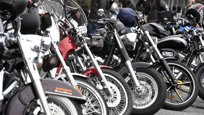 Lined Up Harley Davidson Motorcycles 2048x1152 Wallpaper
