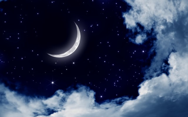 Crescent Moon And Stars - Stars And Moon Photography - 1920x1080 ...