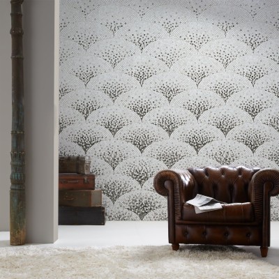 Black Art Deco Mosaic Wallpaper - Trompe L Oeil Interior Design ...