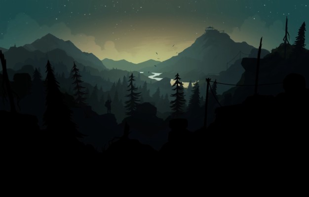 Photo Wallpaper Mountains, Night, Stars, The Game, - Firewatch Wallpaper  1080p - 1332x850 Wallpaper 