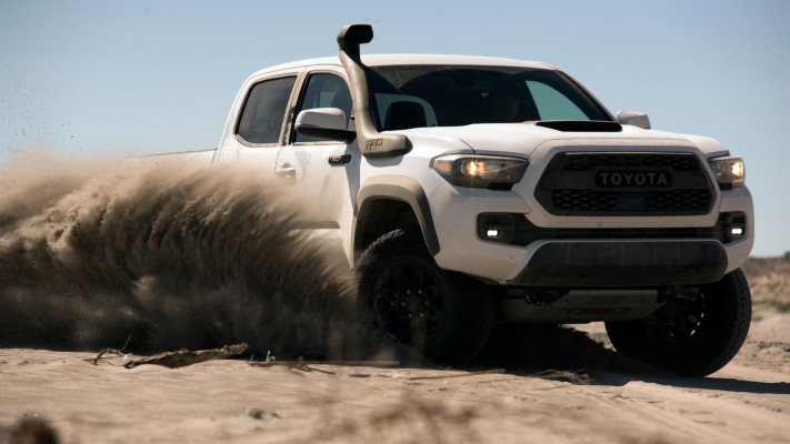 Toyota Tacoma, 2019, Rear View, Red Pickup Truck, Sunset, - Fondos De ...