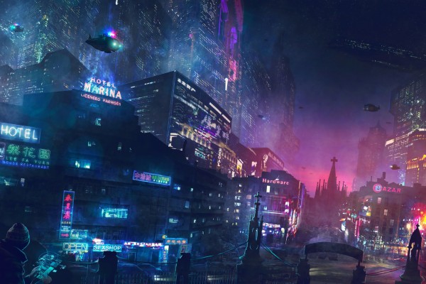 Cyberpunk City, Futuristic, Neon Lights, Buildings, - Barcelona Smoke ...