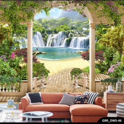 Wallpaper Custom Wallpaper 3d Wallpaper Dinding Air - Waterfall Studio