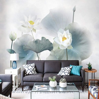 Living Room Background Wall Italian Ancient Style Lotus - Картина ...