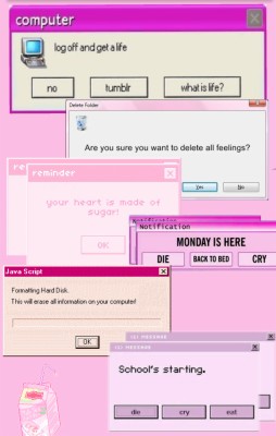 Wallpaper, Background, And Windows Image - Aesthetic Pink Error Message ...