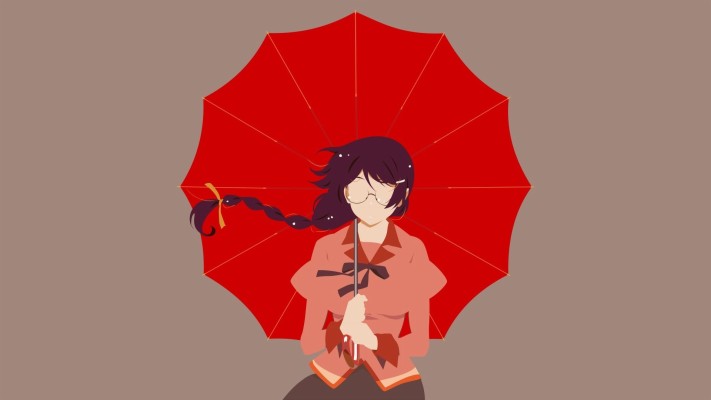 Minimal, Anime Girl, Umbrella, Tsubasa Hanekawa, Wallpaper - Monogatari ...