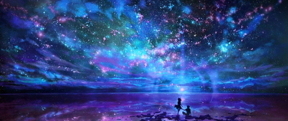 Anime Beautiful Night Sky - 5120x2160 Wallpaper 