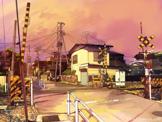 Sky, City, Scenery, Horizon, Landscape, Anime, 8k, - Anime Image
