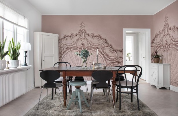 Dusty Pink Image - Flowers On Accent Wall - 1200x780 Wallpaper - teahub.io