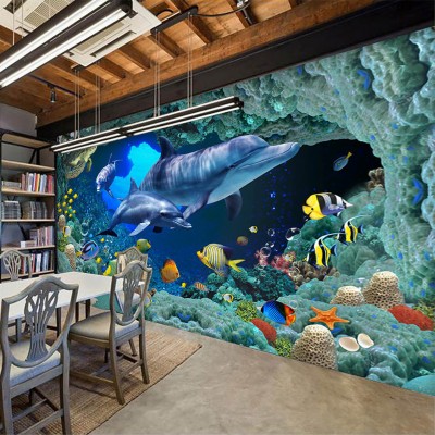 Photo Wallpaper Hd Blue Submarine World Dolphin Theme - Hd Wallpaper ...