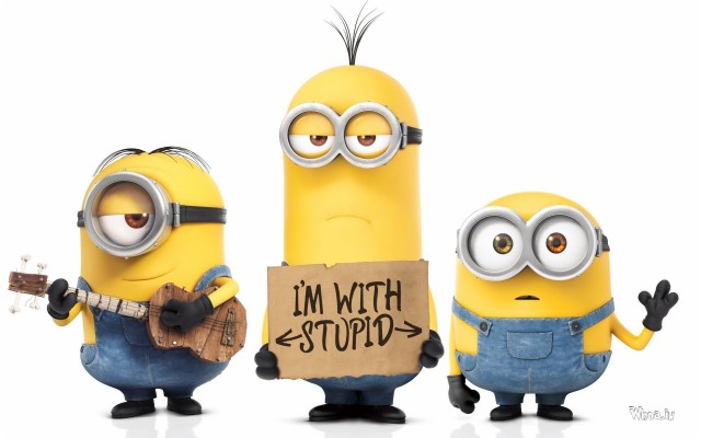 3 Minions I M With Stupid Hd Cartoon Fun Wallpaper Minions Desktop 19x10 Wallpaper Teahub Io