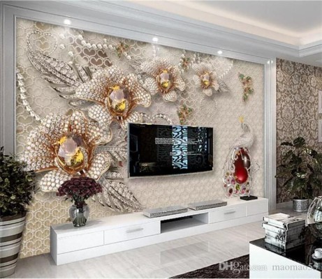 Flower Design - Korean Wallpaper Design For Living Room - 750x750 ...