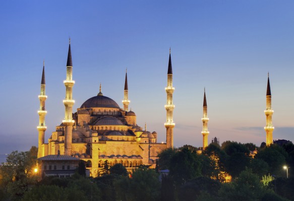 Sultan Ahmed Mosque Night View In Turkey Country Images - Istanbul ...