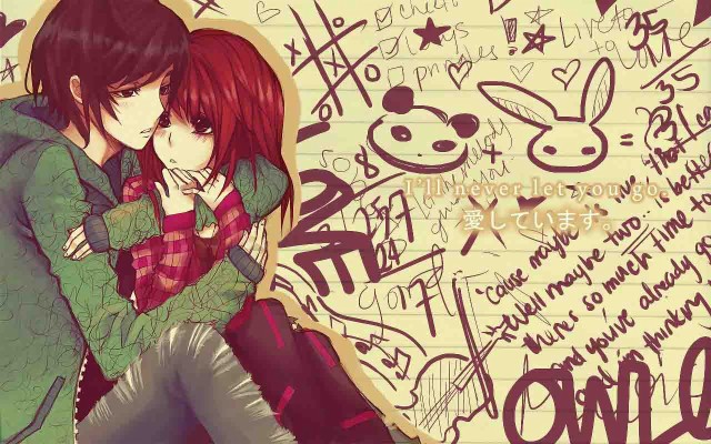 Cartoon Couple Wallpaper - Sweet Couple Hug Image Anime - 1280x800 Wallpaper  