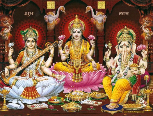 Laxmi Ganesh Saraswati Hd - 1920x1080 Wallpaper - teahub.io