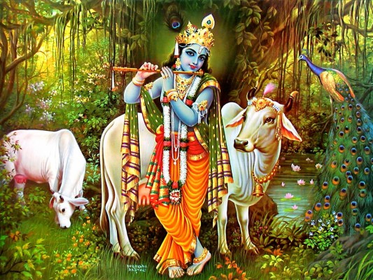 God Krishna With Flute - 1024x768 Wallpaper 