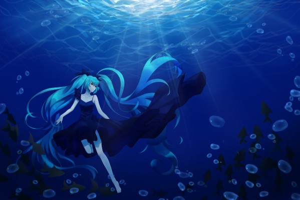 Wallpaper Hatsune Miku Underwater Dress Tender - Miku Hatsune ...