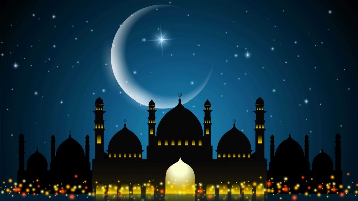 Download Mosque And Moon During Ramadan Uhd 8k Wallpaper - Background ...