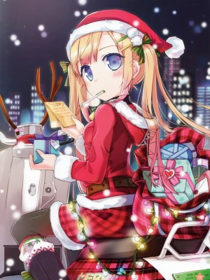 Iphone Wallpaper Christmas Red Dress Anime Girl - Anime Merry Christmas ...