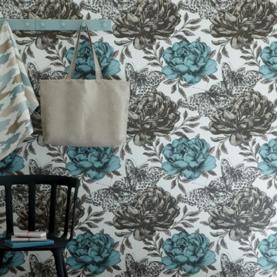 Clarke And Clarke Floribunda Aqua 960x960 Wallpaper Teahub Io