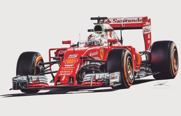 Photo Wallpaper Ferrari, Digital Art, Sebastian Vettel - Formula One ...