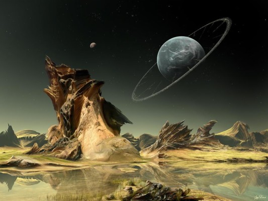 Wallpaper Planets, Landscape, Space - Sci Fi Planet With Rings ...