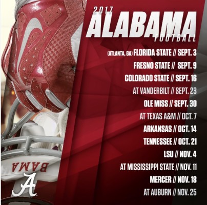 Alabama Game Schedule 2017 - 699x691 Wallpaper - teahub.io