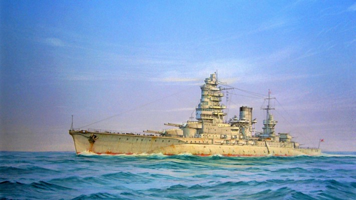Art, The Japanese Navy, Ww2, Type I, Sea, Ship Of The - Nagato Class ...