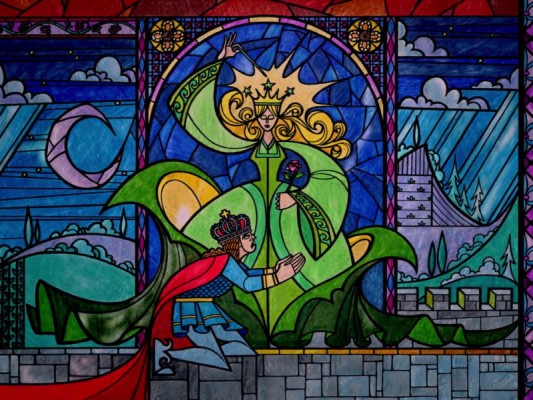 Stained Glass Wallpaper - Beauty And The Beast Castle Stained Glass ...