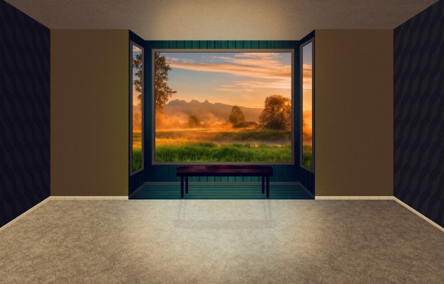 Photo Wallpaper Sunset, Room, Window To Nature, Sad - Floor - 1332x850  Wallpaper 