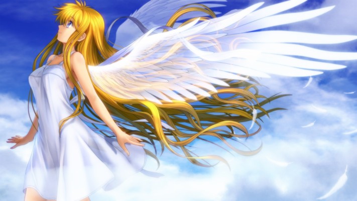 Anime Angel Girl Render White Haired Female Anime Wings Anime Girl