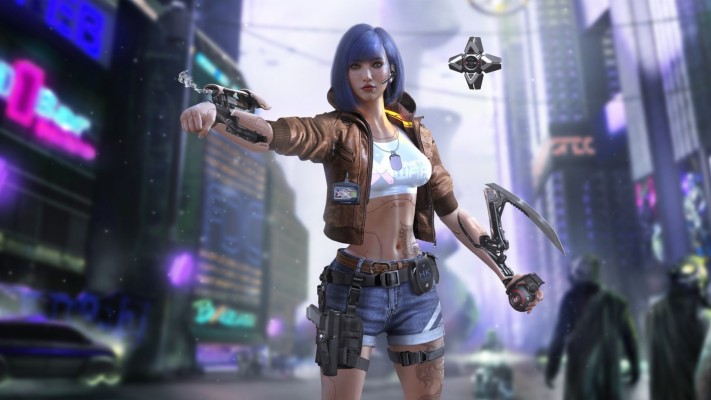Cyberpunk 2077 Blue Hair Cyborg Girl Wallpaper - Cyberpunk 2077 Female  Characters - 1920x1080 Wallpaper 