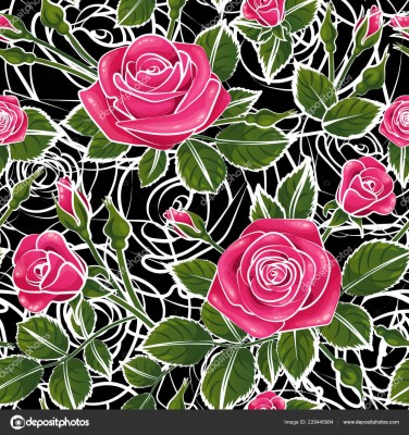 Seamless Romantic Wallpaper With Roses Vector Illustration - Rose ...