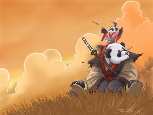 Panda Samurai Hd Wallpaper,panda Wallpaper,samurai - Panda Anime - 970x727  Wallpaper 