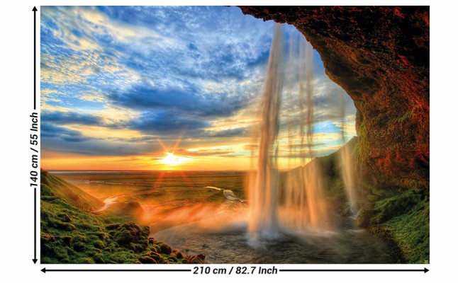 Great Art Wallpaper - Beautiful Waterfall With Sunset - 970x600 ...