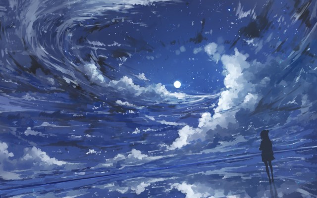 Moon In Clouds Painting - 2800x1748 Wallpaper - teahub.io