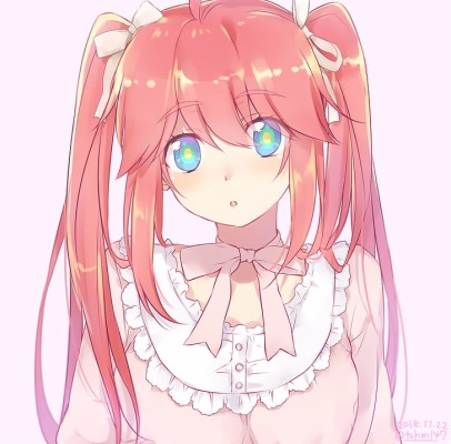 Cute Anime Girl Pink Twintails Blue Eyes Hd Wallpaper Cute Anime Girl With Pink Hair 728x716 Wallpaper Teahub Io