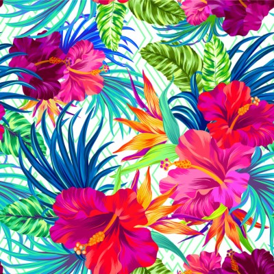 Vibrant Tropical Paradise Wallpaper - Colorful Detailed Patterns ...