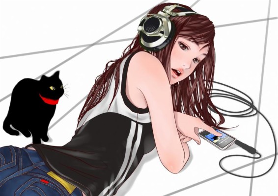 Anime Girls, Headphones Wallpaper,anime Girls Hd Wallpaper,headphones - Anime  Headphones Girl - 970x685 Wallpaper 