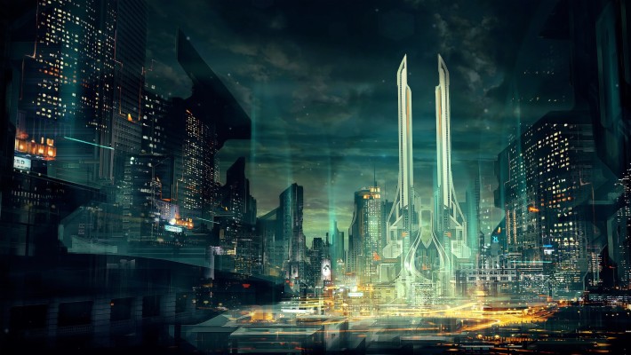 Futuristic City, Cityscape, Walls, Sci-fi, Spacecrafts, - Walled City ...