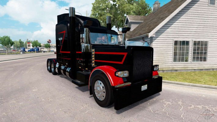 Skin Black & Red For The Truck Peterbilt 389 For American - Camión Rojo ...