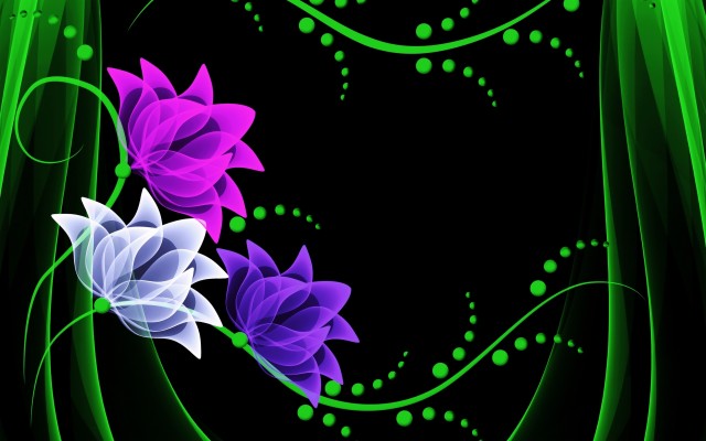 Black Background Neon Flowers - 1920x1200 Wallpaper - teahub.io