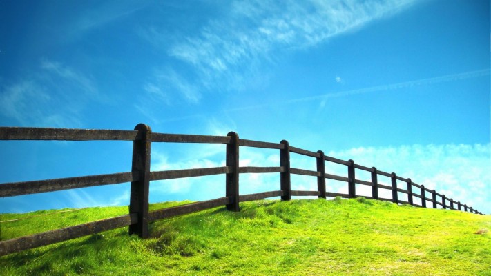 Hd Grassland And Fence Nature Scenery Background Widescreen - Scenery