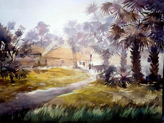 Indian Village Scenery Painting - 1280x720 Wallpaper 